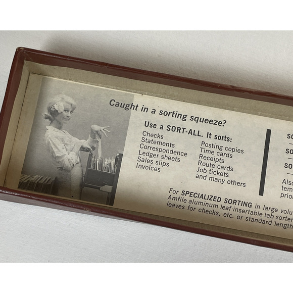 Amfile Sort-All Vtg Index File Sorter No. A31 in Box 1950s Office Supply - Picture 3 of 9